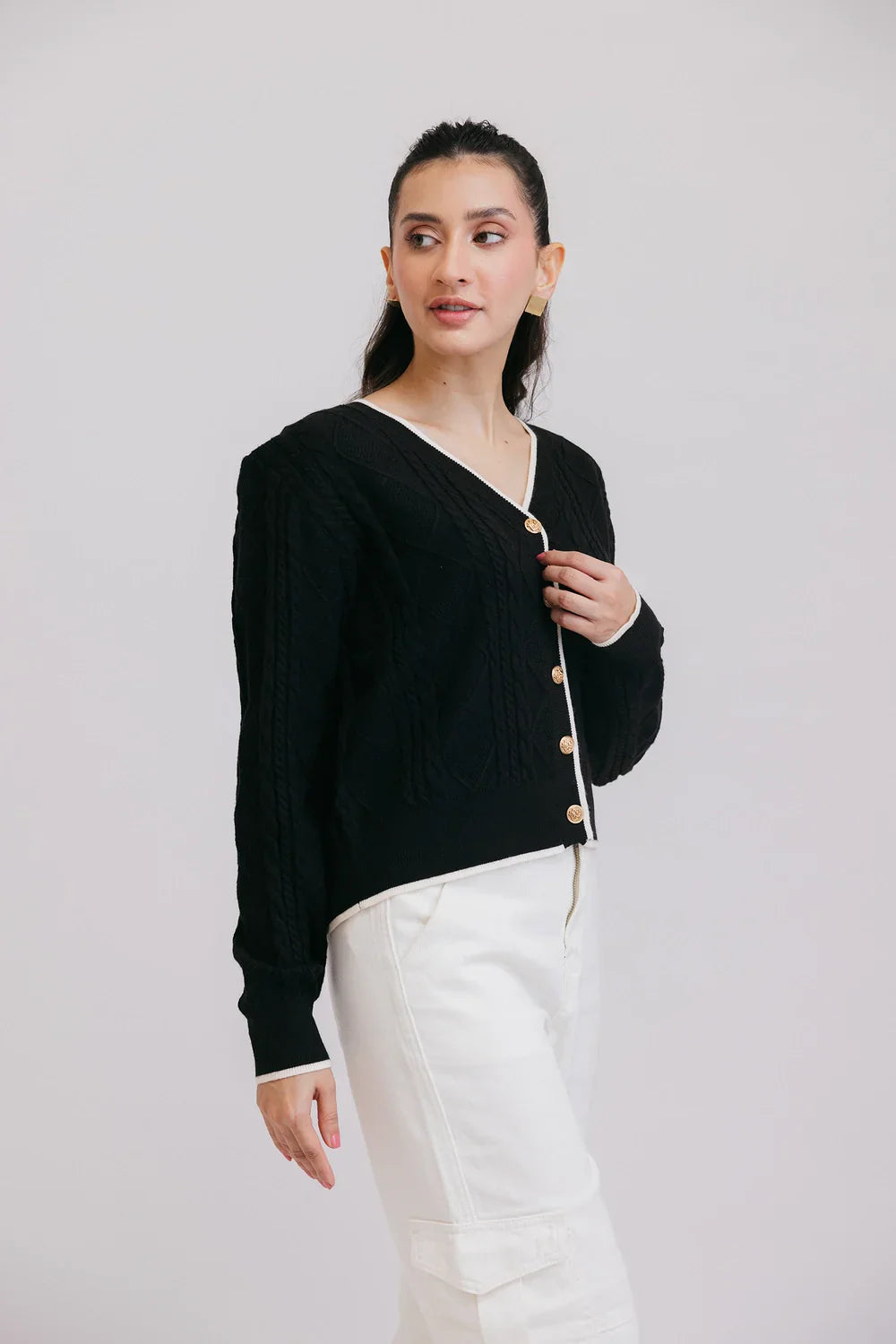 Shop Full Sleeves V-Neck Cardigan Sweater Online Now