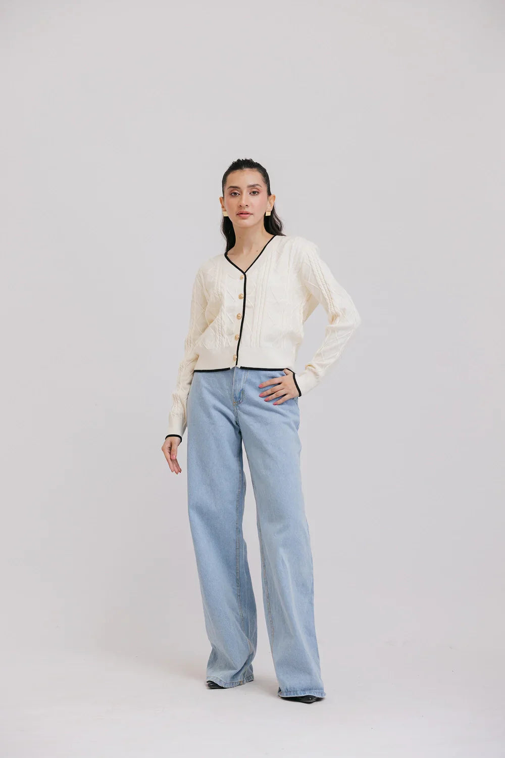 Full Sleeves V-Neck Cardigan Sweater | Sweaters