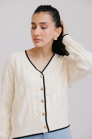 Picture of Full Sleeves V-Neck Cardigan Sweater - Available at Raja Sahib