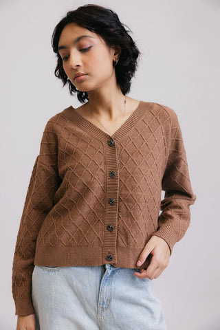 Picture of Full Sleeves V-Neck Cardigan Sweater - Available at Raja Sahib