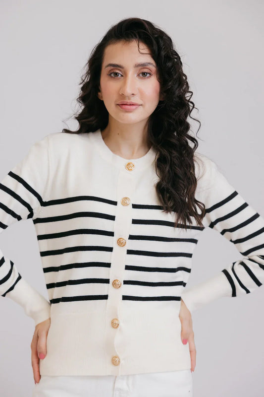 Picture of Full Sleeves Round Neck Cardigan Sweater - Available at Raja Sahib