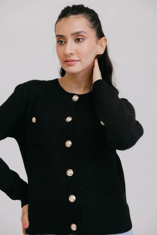 Picture of Full Sleeves Round Neck Cardigan Sweater - Available at Raja Sahib