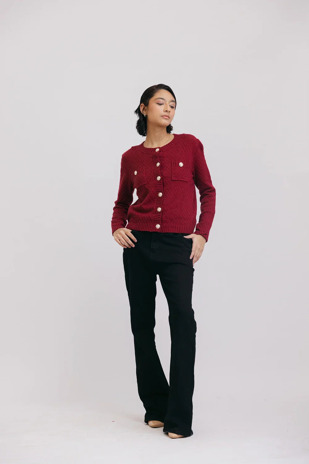 Shop Full Sleeves Round Neck Cardigan Sweater Online Now