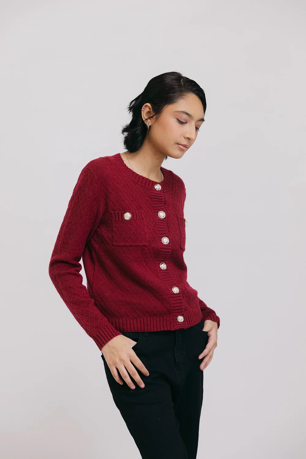 Shop Full Sleeves Round Neck Cardigan Sweater Online Now