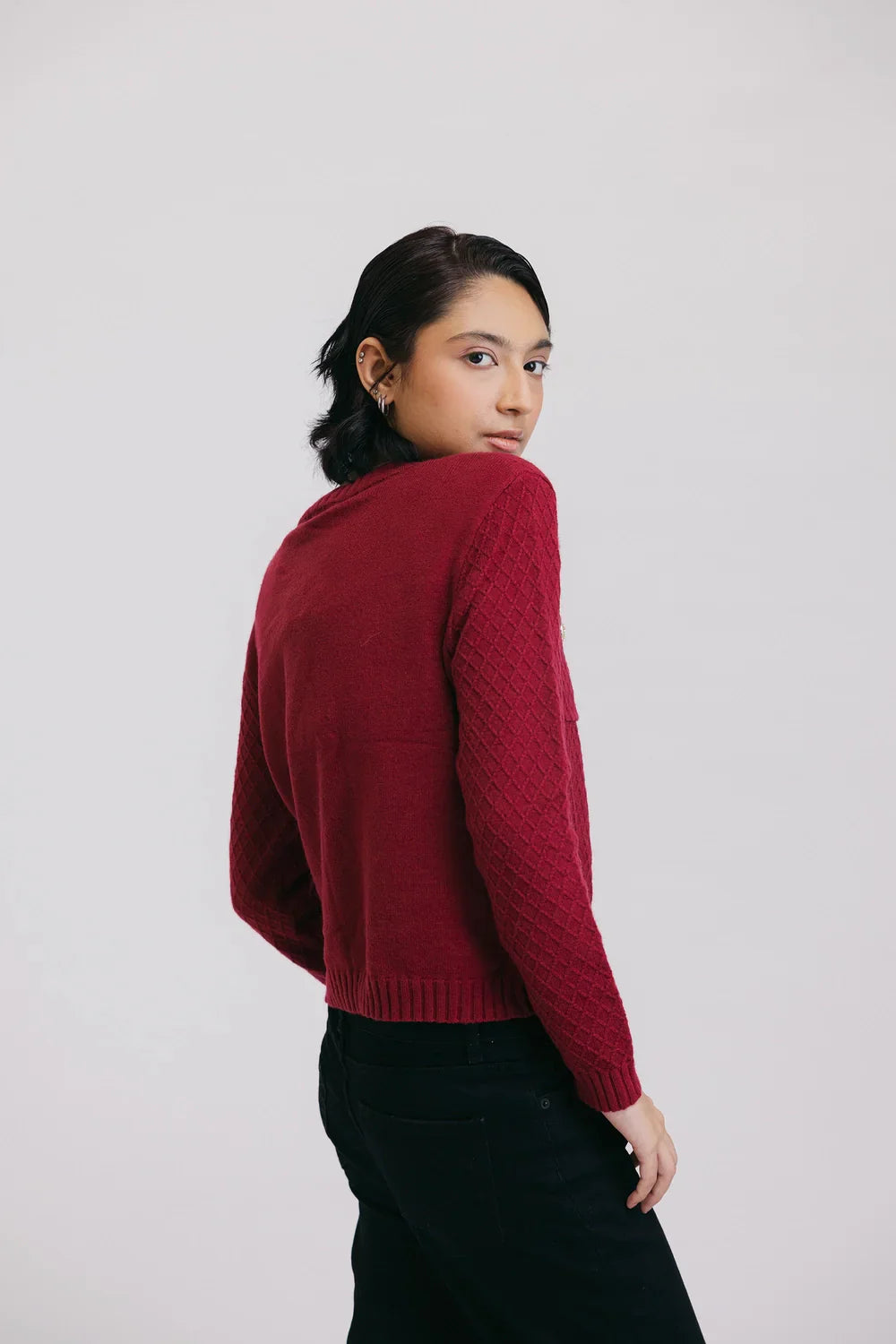 Shop Full Sleeves Round Neck Cardigan Sweater Online Now