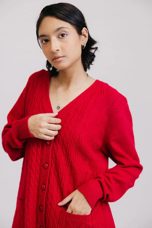 Picture of Full Sleeves V-Neck Cardigan Sweater - Available at Raja Sahib