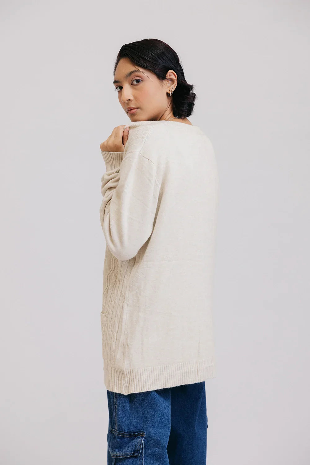 Picture of Full Sleeves V-Neck Cardigan Sweater - Available at Raja Sahib