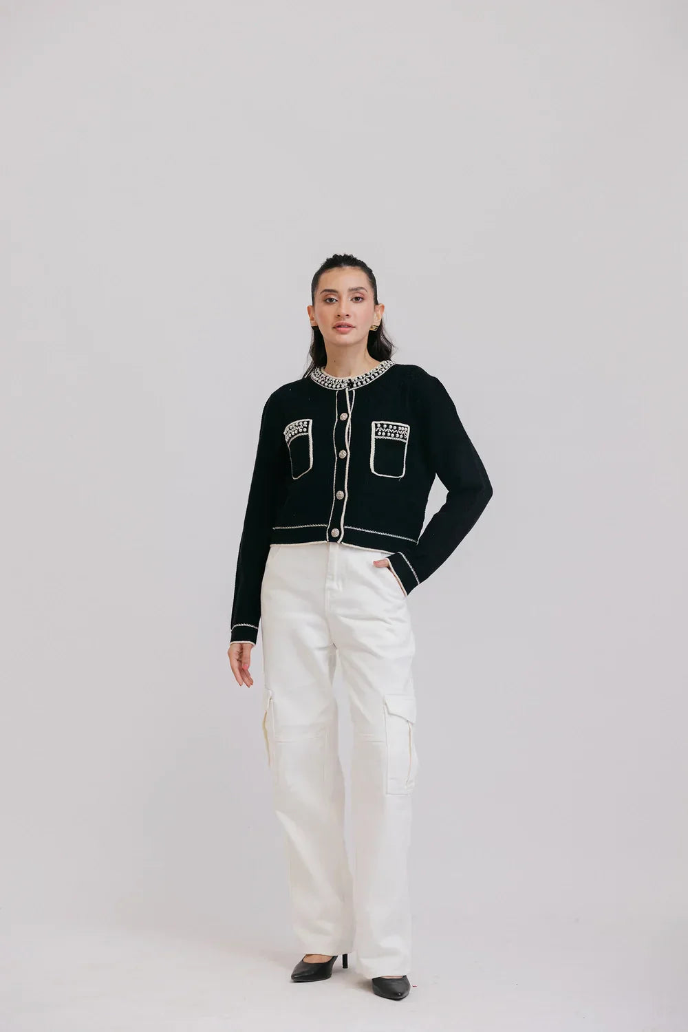 Picture of <!--azt-->Full Sleeves Round Neck Cardigan Sweater - Available at Raja Sahib