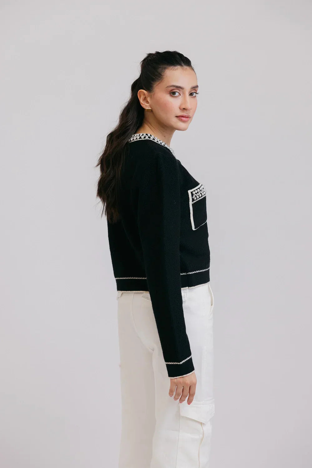 Picture of <!--azt-->Full Sleeves Round Neck Cardigan Sweater - Available at Raja Sahib