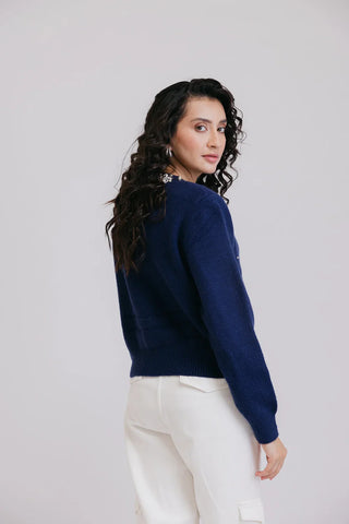 Picture of Full Sleeves Round Neck Cardigan Sweater - Available at Raja Sahib