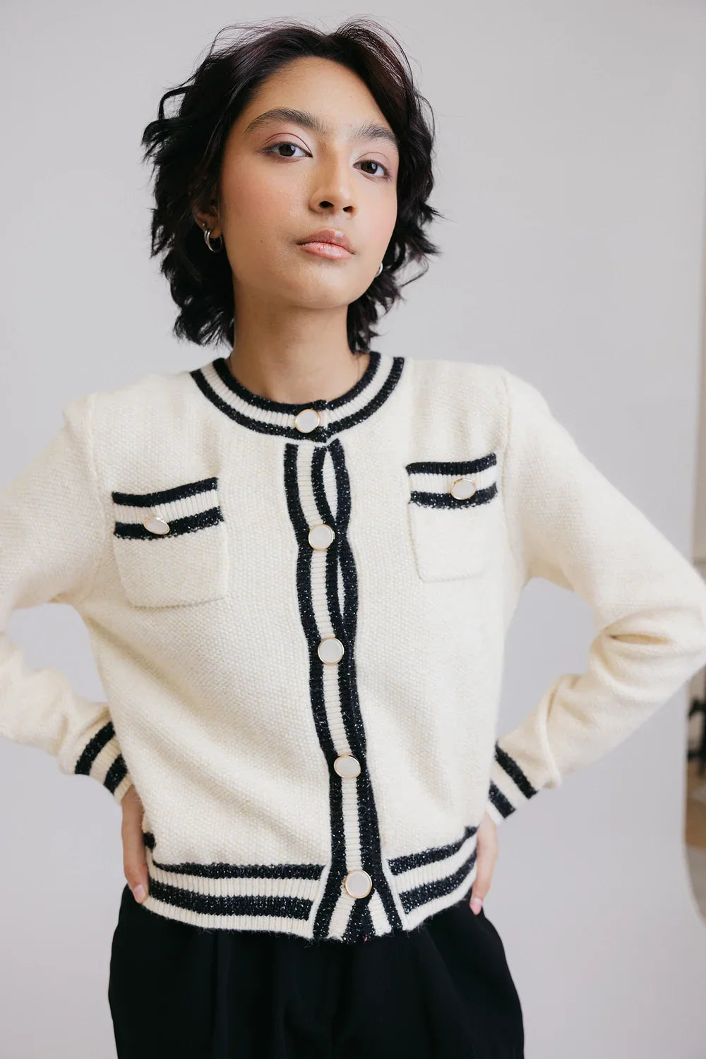 Picture of Full Sleeves Round Neck Cardigan Sweater - Available at Raja Sahib