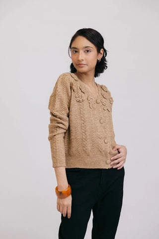 Picture of Full Sleeves V-Neck Cardigan Sweater - Available at Raja Sahib