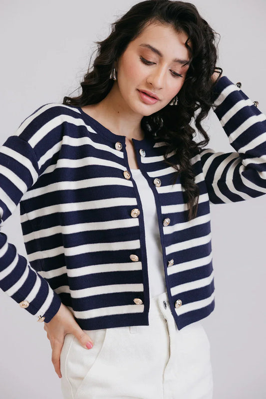 Picture of <!--azx-->Full Sleeves Round Neck Cardigan Sweater - Available at Raja Sahib