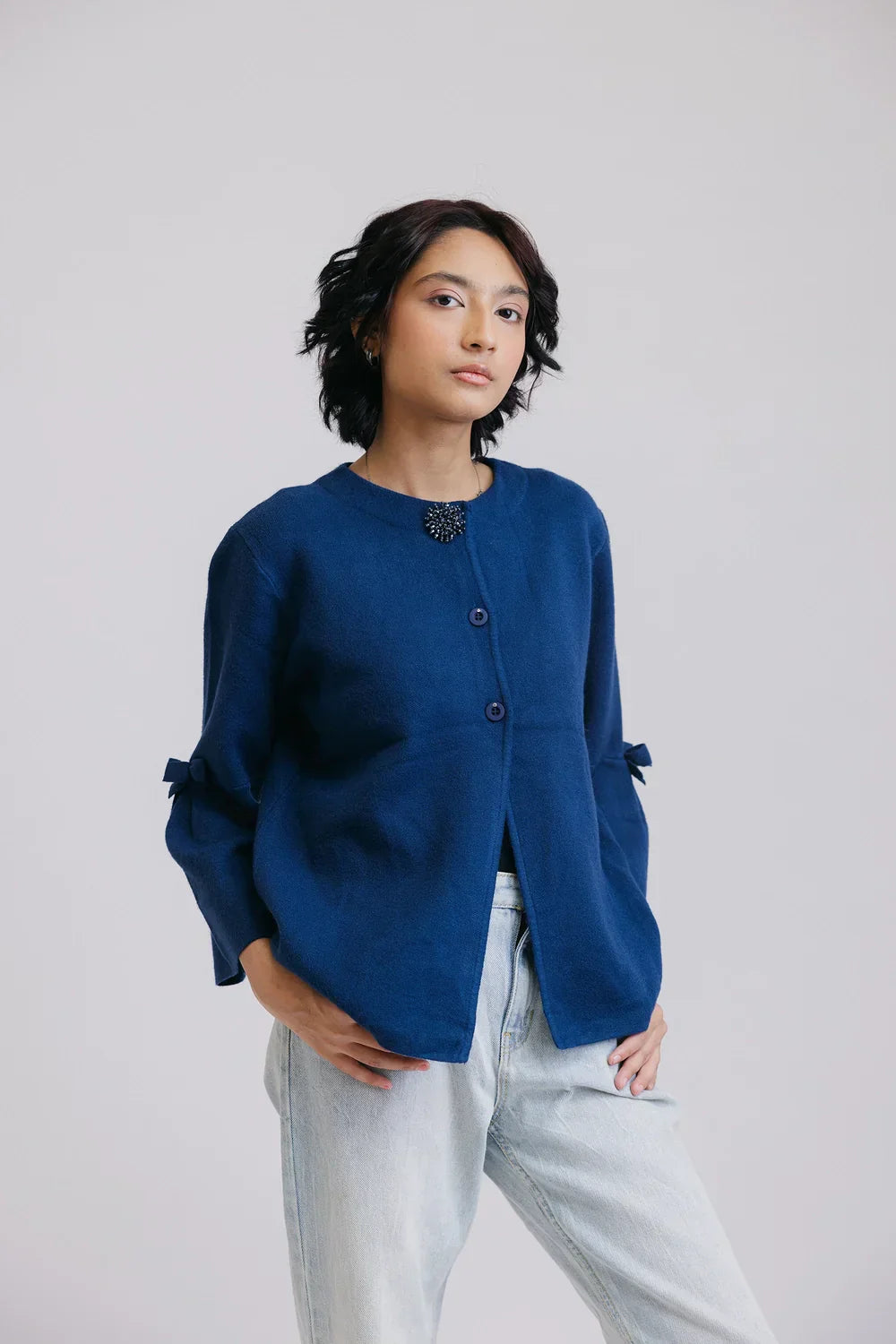 Picture of <!--bae-->Full Sleeves Round Neck Cardigan Sweater - Available at Raja Sahib