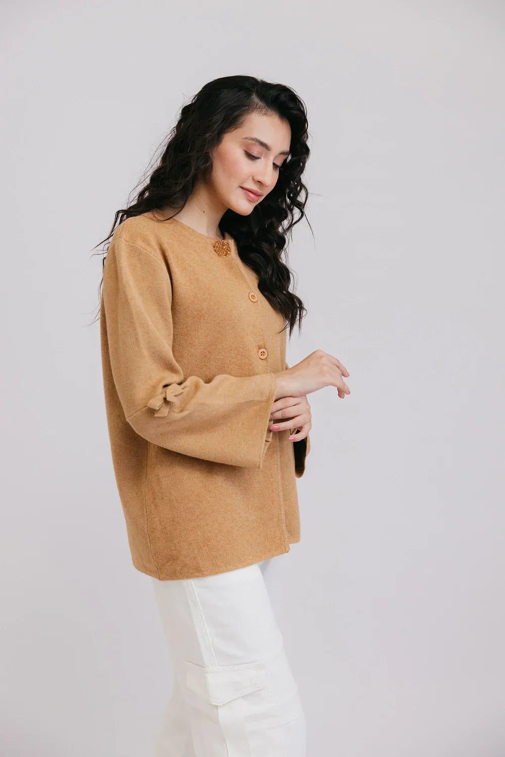 Picture of <!--azr-->Full Sleeves Round Neck Cardigan Sweater - Available at Raja Sahib