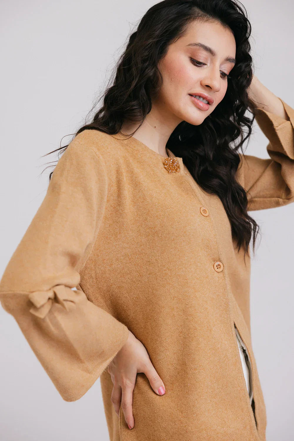 Picture of <!--azr-->Full Sleeves Round Neck Cardigan Sweater - Available at Raja Sahib