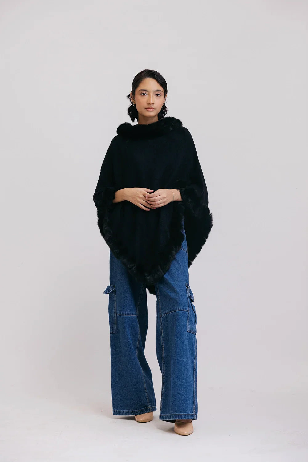 Shop Faux Fur Pullover Poncho Online Now