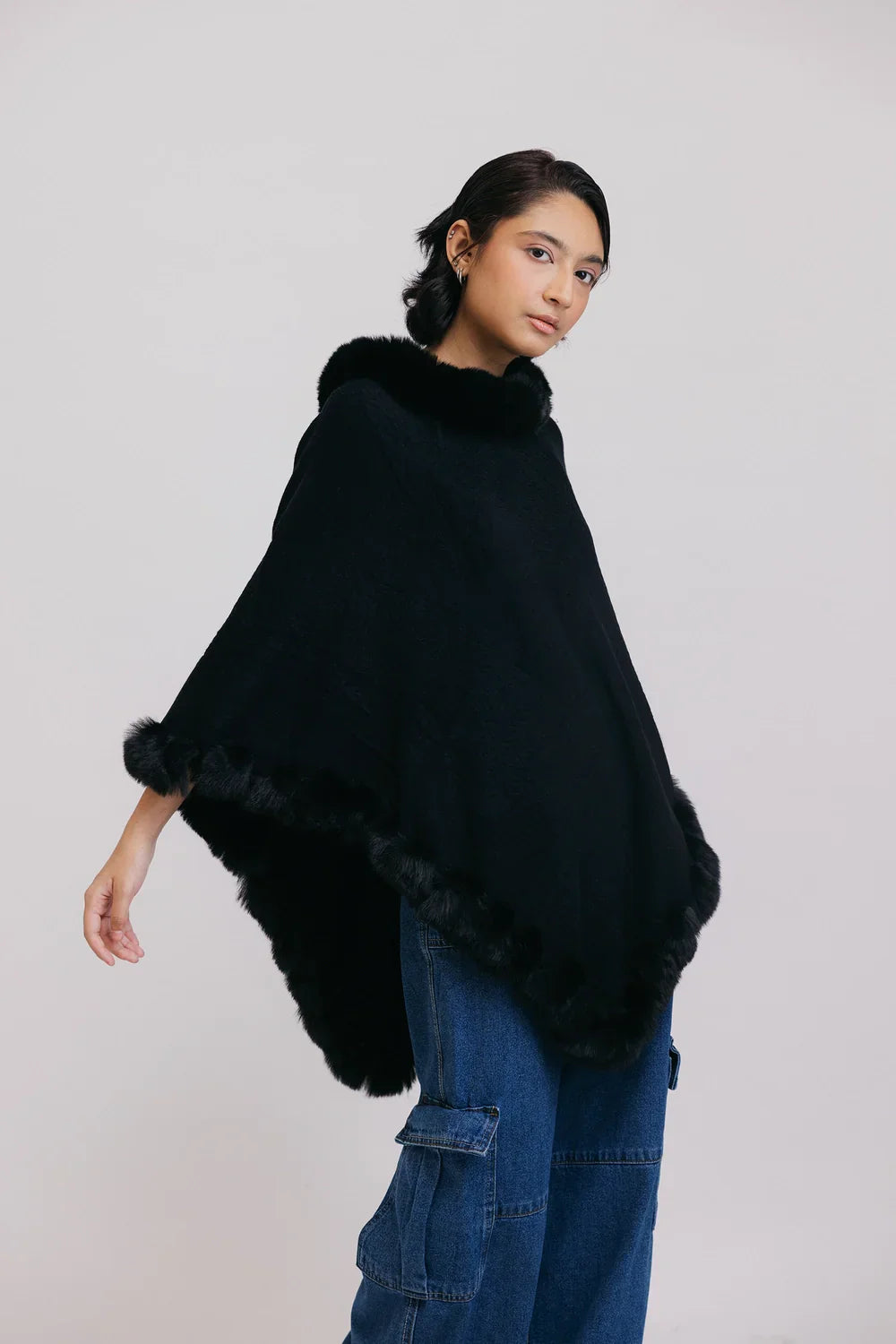 Shop Faux Fur Pullover Poncho Online Now