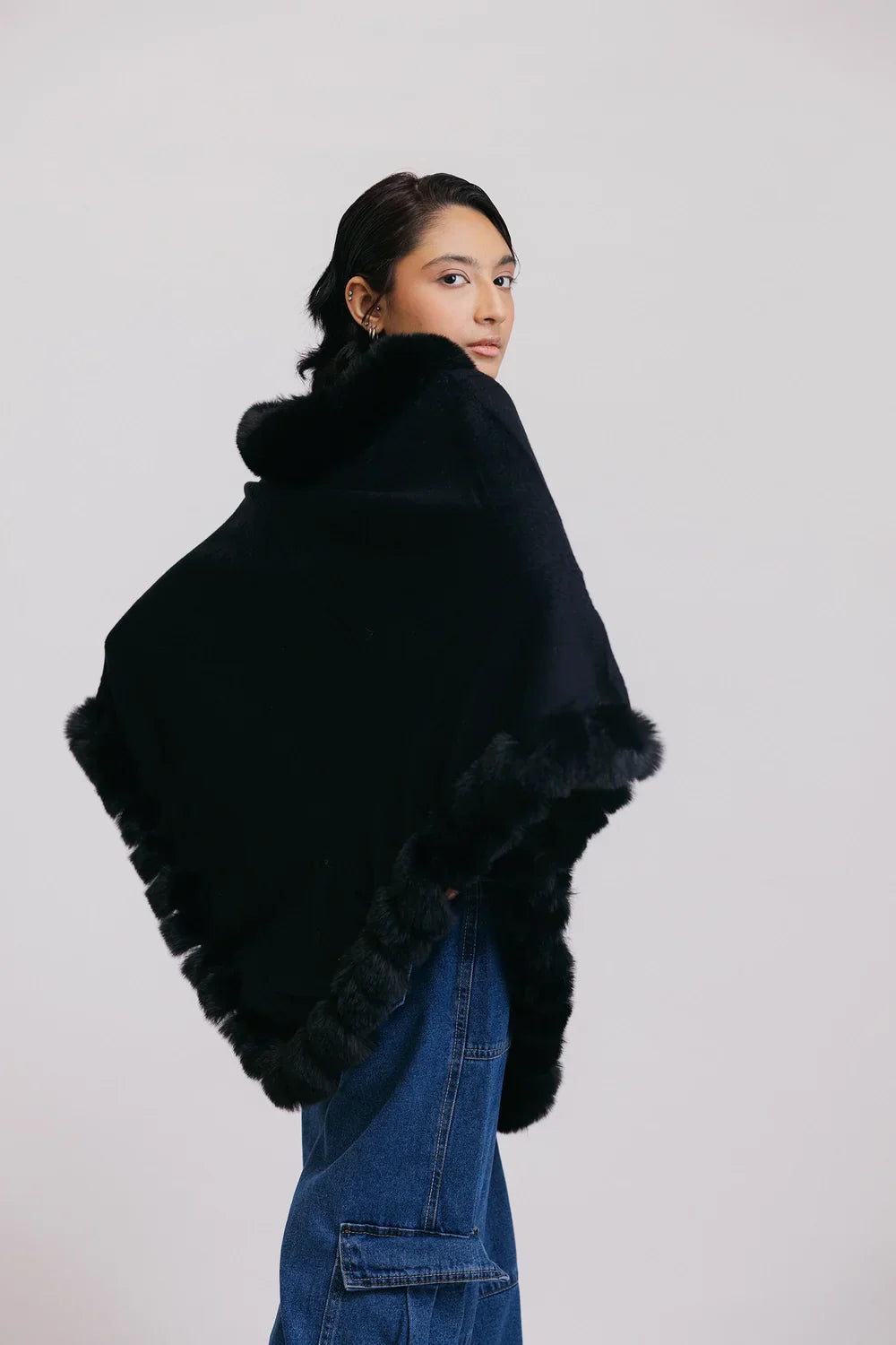 Shop Faux Fur Pullover Poncho Online Now