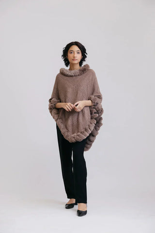 Picture of Faux Fur Pullover Poncho - Available at Raja Sahib