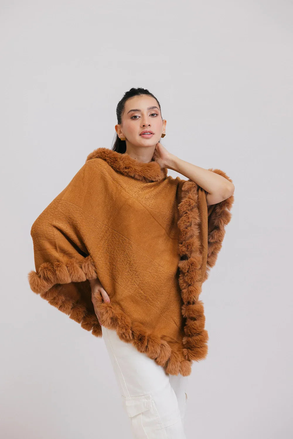 Picture of Faux Fur Pullover Poncho - Available at Raja Sahib