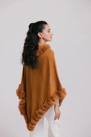 Picture of Faux Fur Pullover Poncho - Available at Raja Sahib