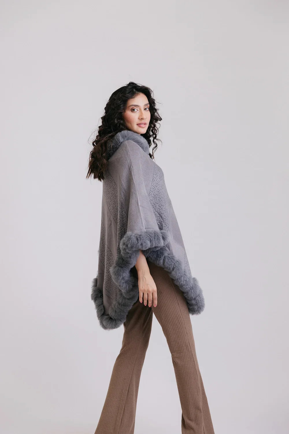 Shop Faux Fur Pullover Poncho Online Now