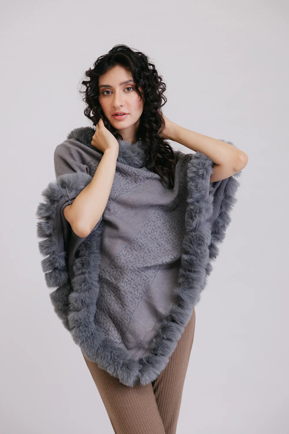 Shop Faux Fur Pullover Poncho Online Now