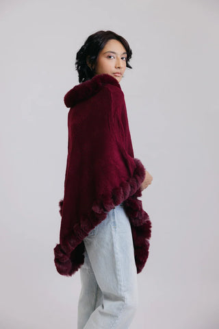 Picture of Faux Fur Pullover Poncho - Available at Raja Sahib