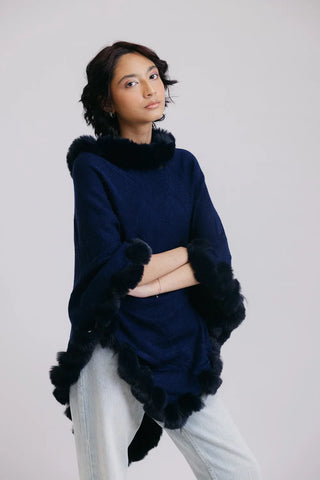 Picture of Faux Fur Pullover Poncho - Available at Raja Sahib