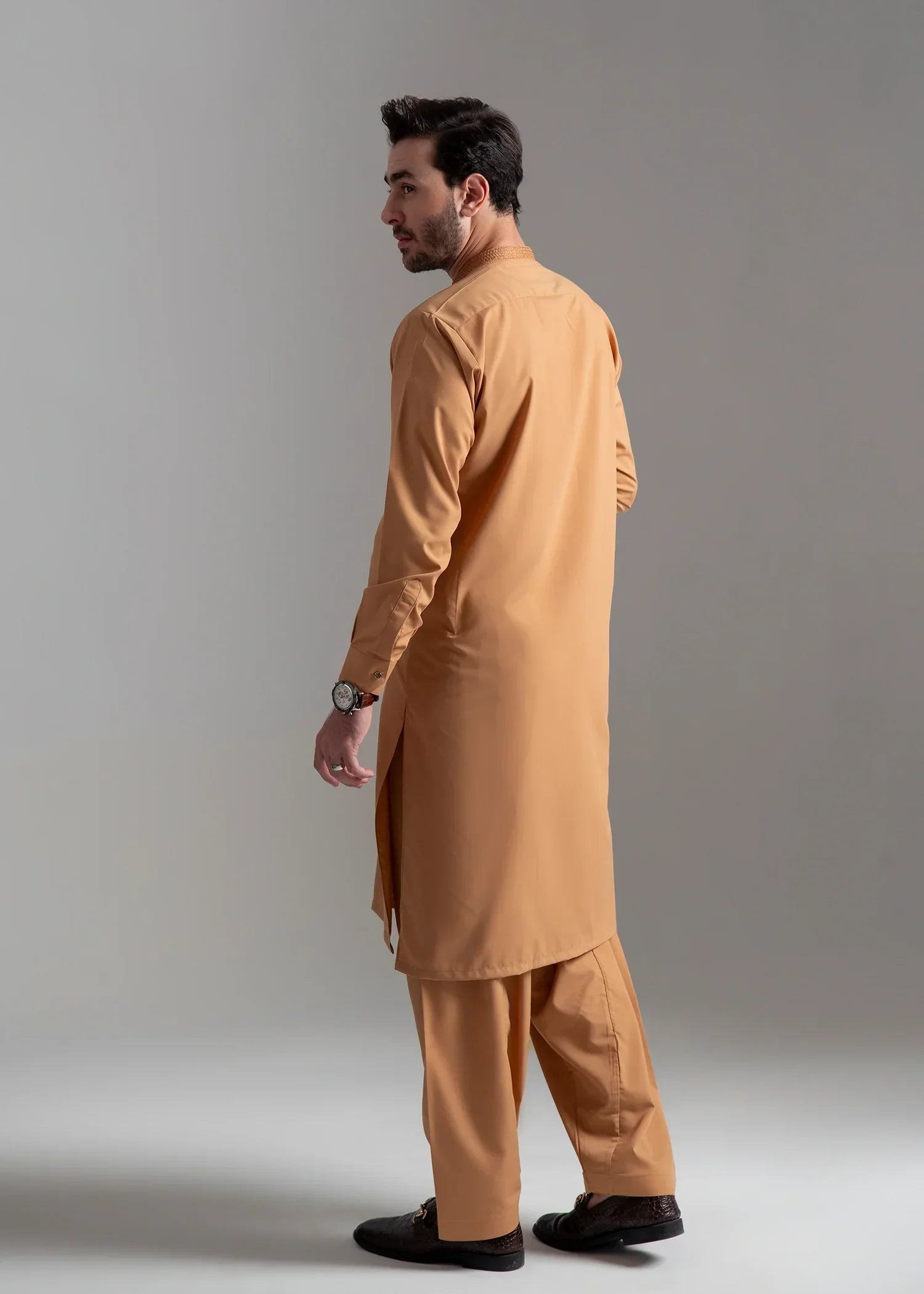 Picture of <!--ajp-->Wash & Wear | Mustard Ban Shalwar Kameez - Available at Raja Sahib