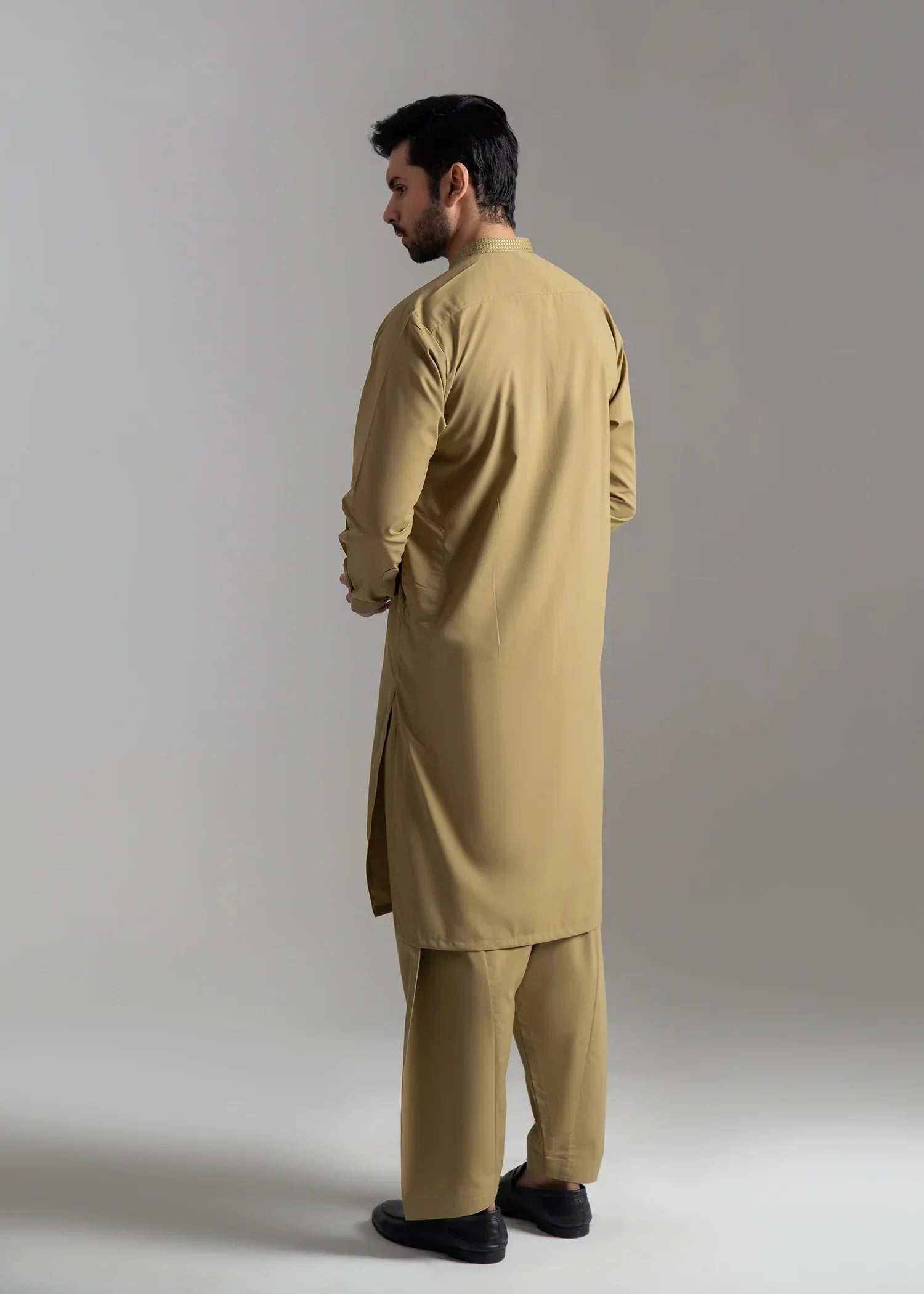 Picture of <!--amx-->Wash & Wear | Olive Ban Shalwar Kameez - Available at Raja Sahib