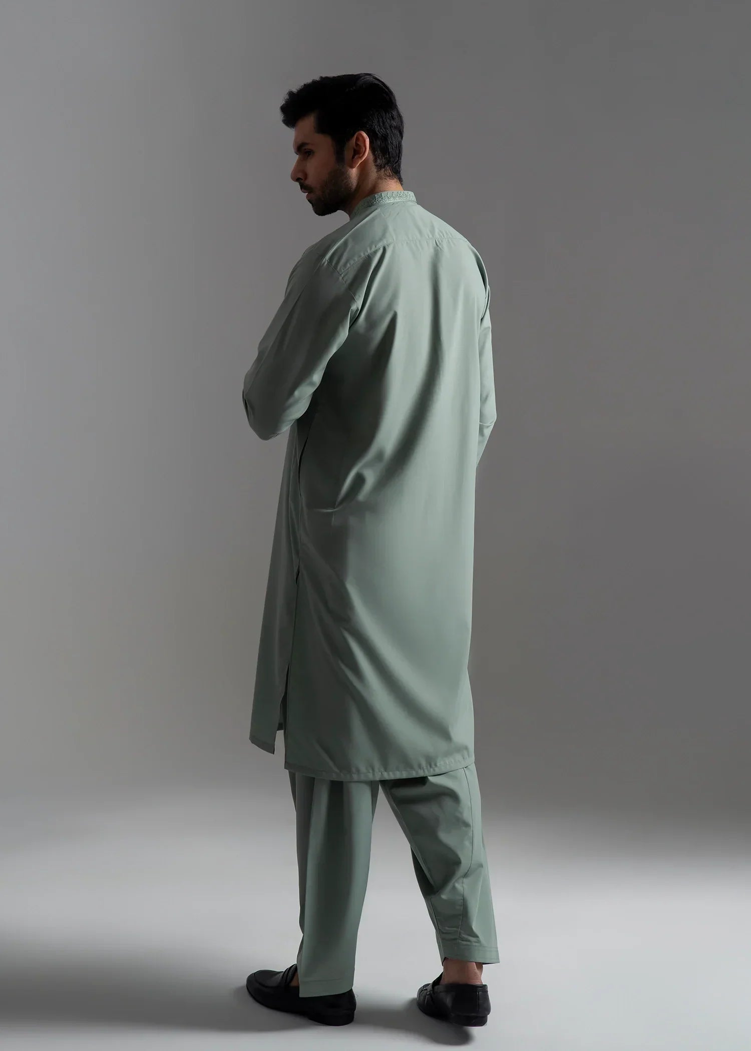 Picture of <!--ajo-->Wash & Wear | Light Green Ban Shalwar Kameez - Available at Raja Sahib