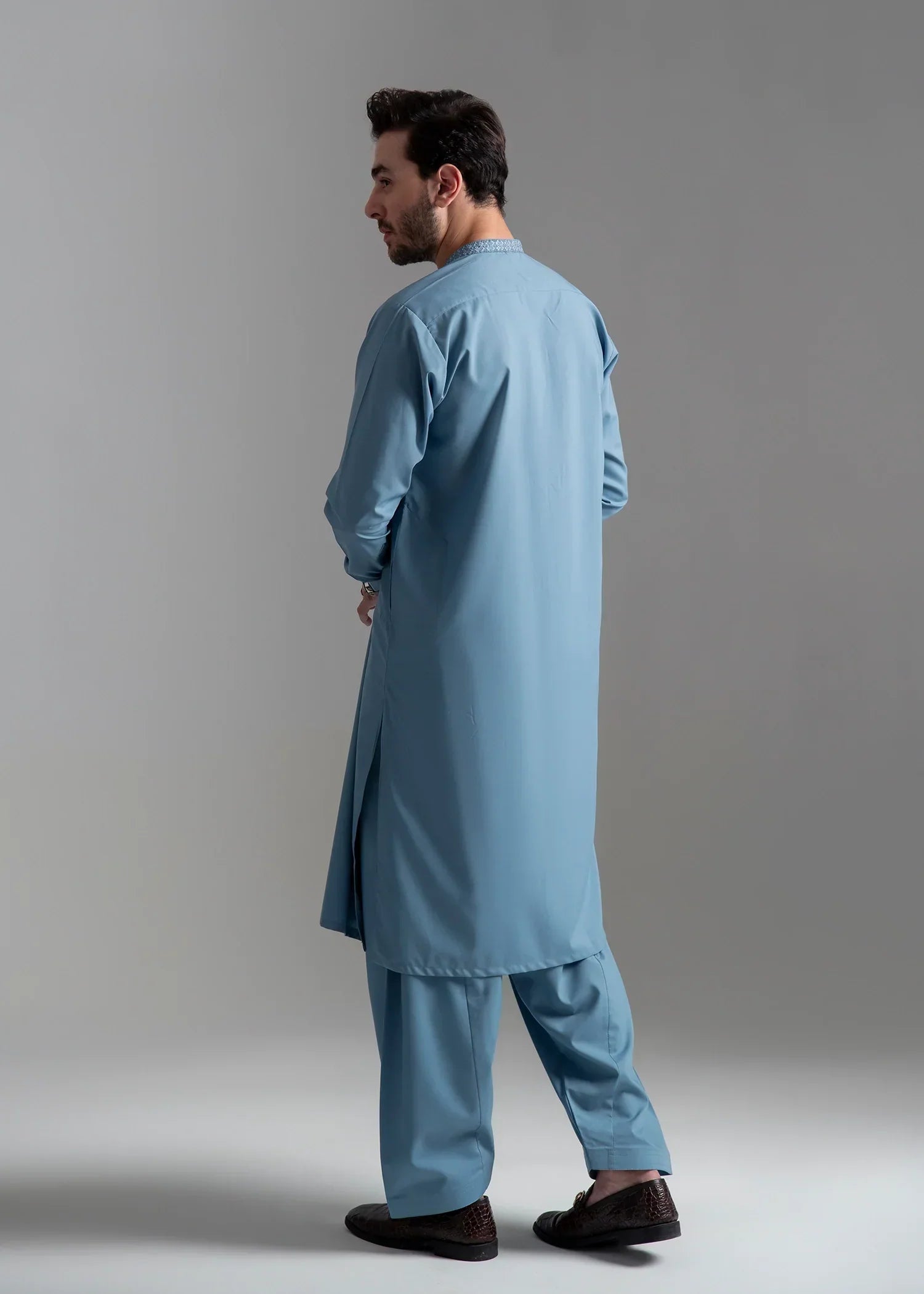 Picture of <!--amr-->Wash & Wear | Blue Ban Shalwar Kameez - Available at Raja Sahib