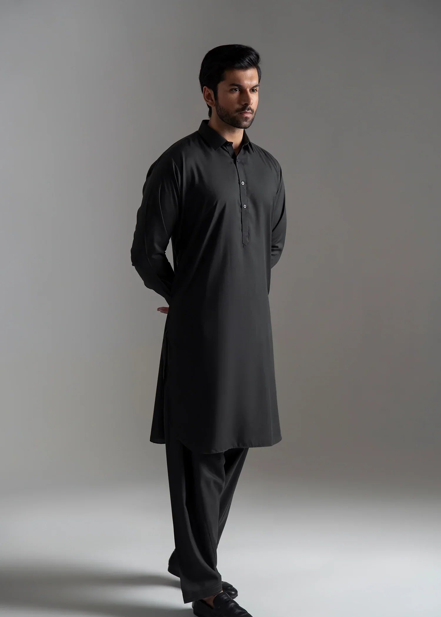 Picture of <!--ccx-->Wash & Wear | Dark Green Collared Shalwar Kameez - Available at Raja Sahib