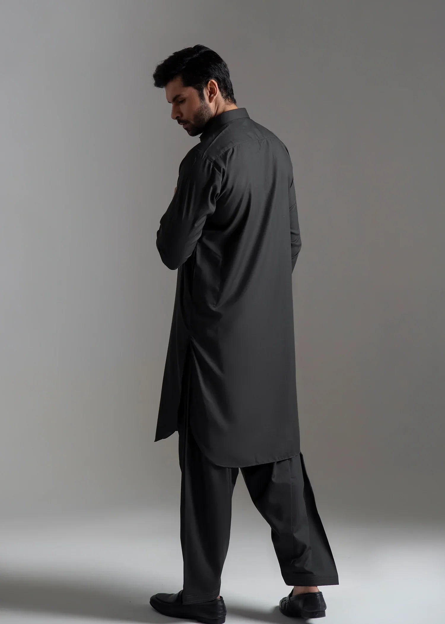 Picture of <!--ccx-->Wash & Wear | Dark Green Collared Shalwar Kameez - Available at Raja Sahib