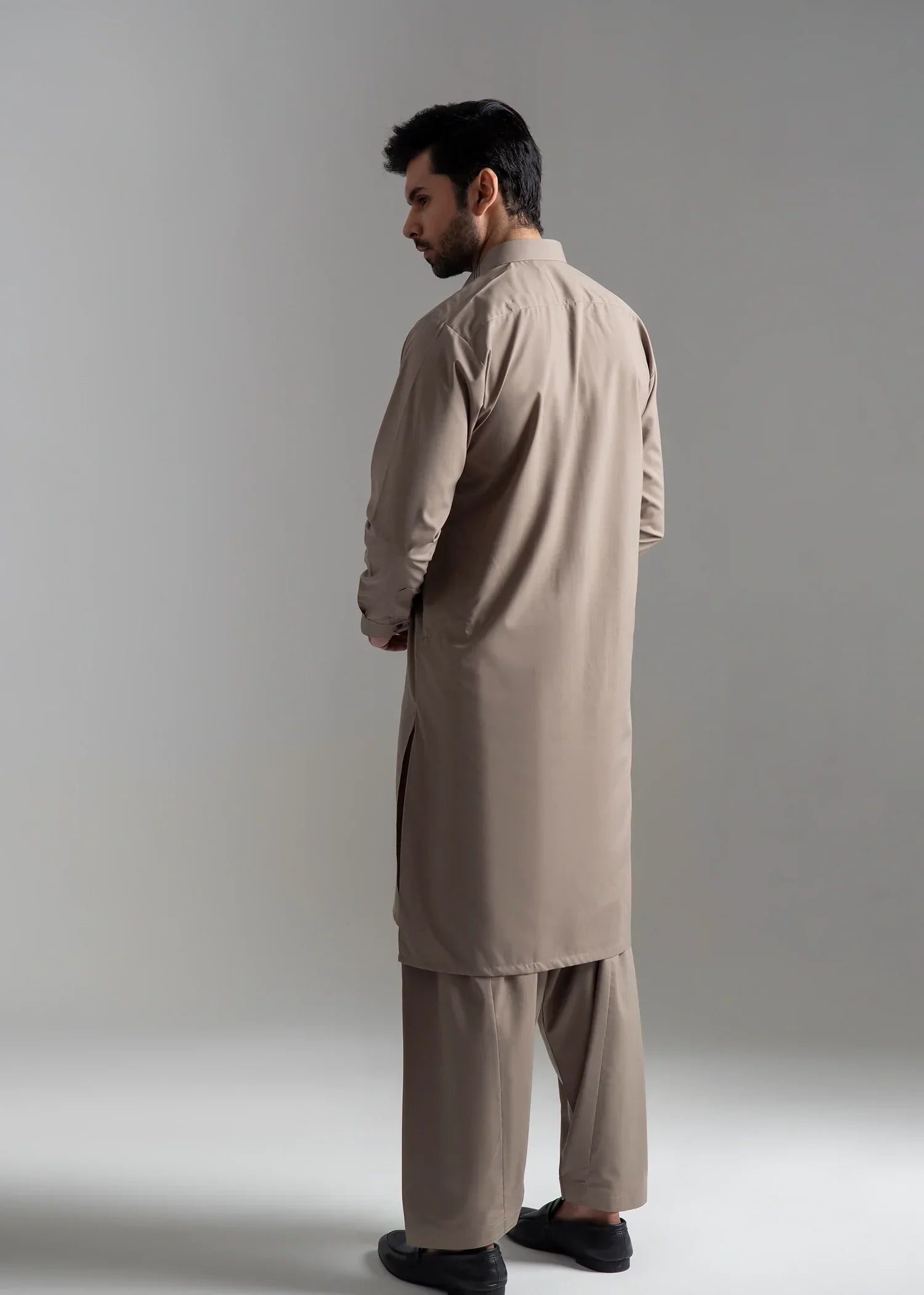 Picture of <!--amq-->Wash & Wear | Beige Collared Shalwar Kameez - Available at Raja Sahib