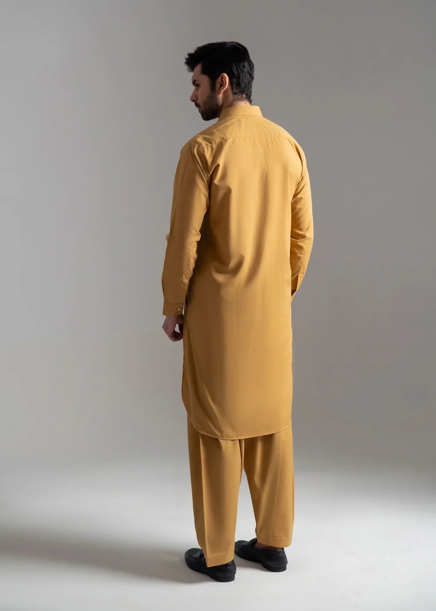 Picture of <!--amu-->Wash & Wear | Goldenrod Collared Shalwar Kameez - Available at Raja Sahib