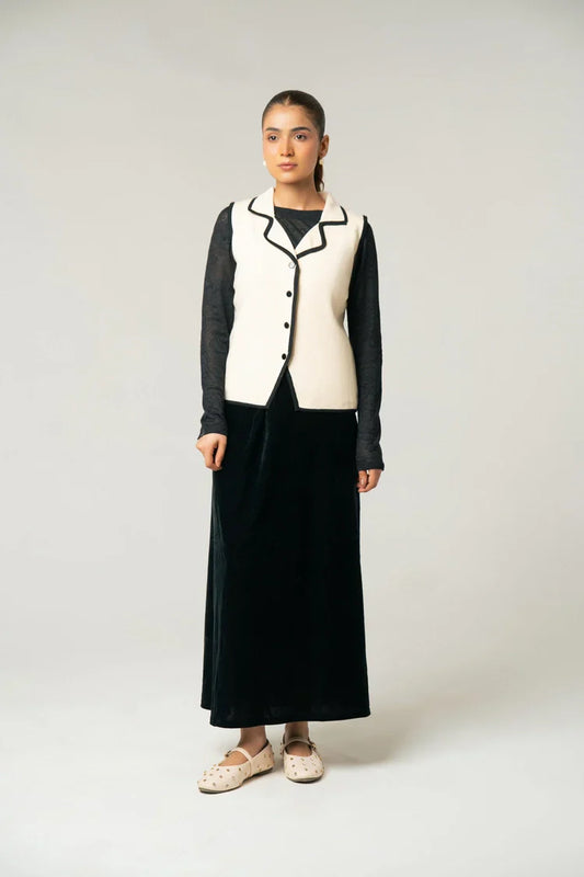 Sleeveless Collar Knit Cardigan