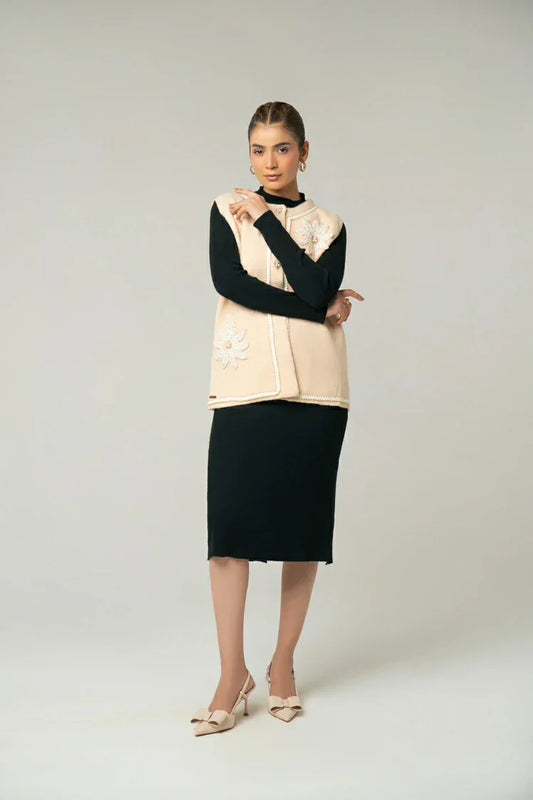 Sleeveless Embroidered Knit Sweater