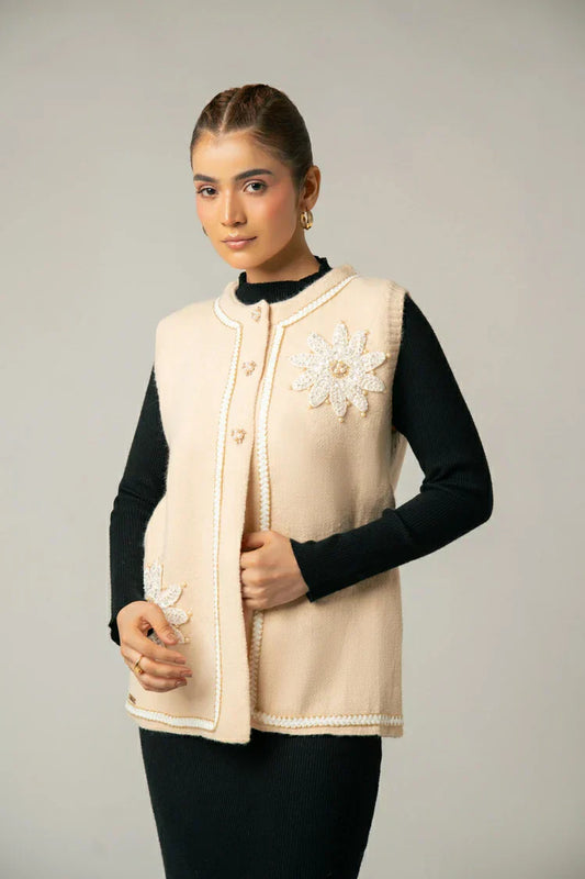 Sleeveless Embroidered Knit Sweater