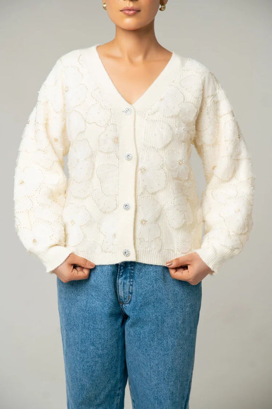 Embroidered Knit Cardigan