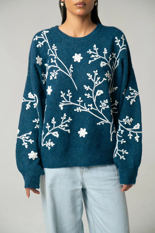 Oversized Embroidered Knit Sweater