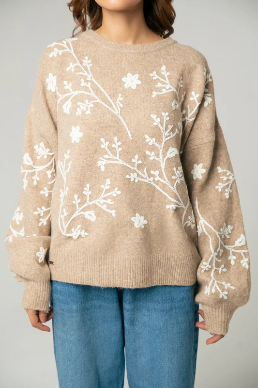 Oversized Embroidered Knit Sweater