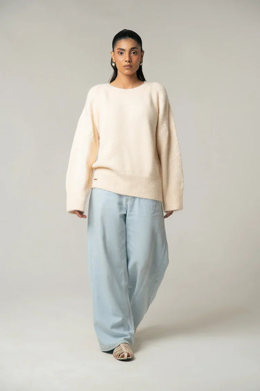 Oversized Embroidered Knit Sweater