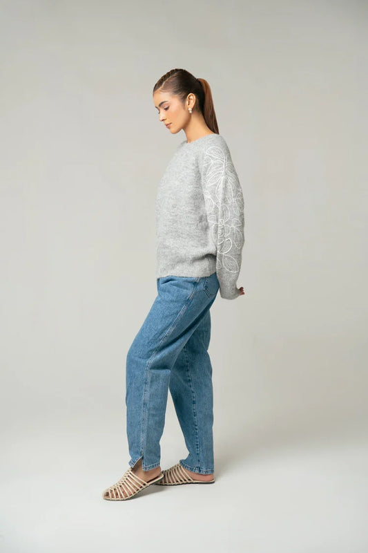 Oversized Embroidered Knit Sweater