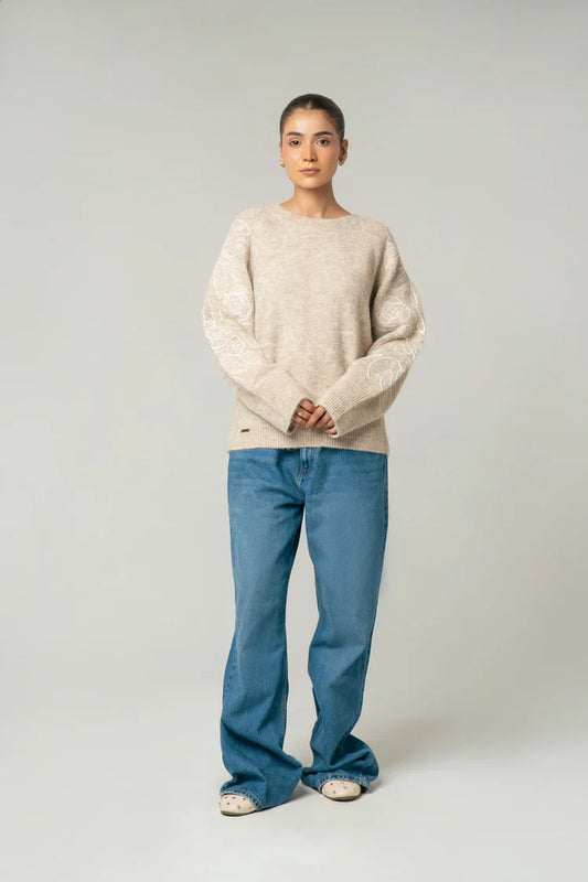 Oversized Embroidered Knit Sweater