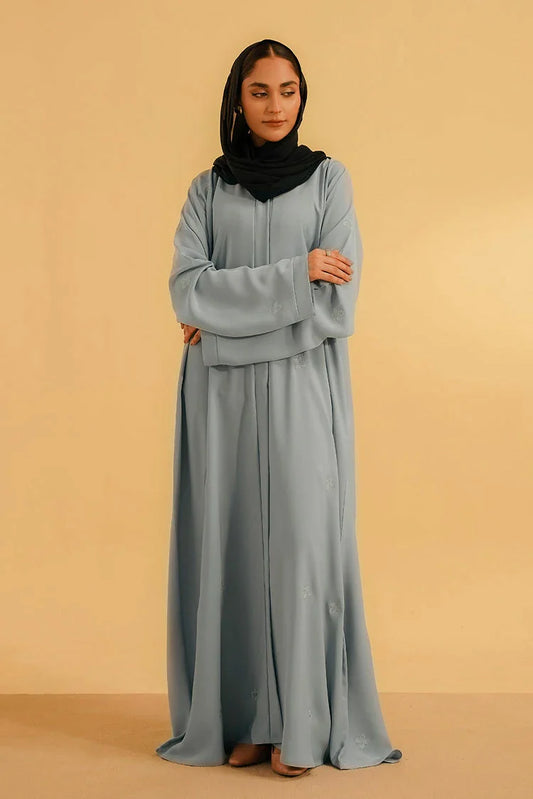 Divinely Crafted - Embroidered Abaya Set - Sky Blue