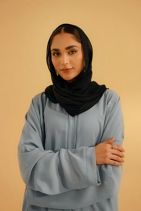 Divinely Crafted - Embroidered Abaya - Sky Blue