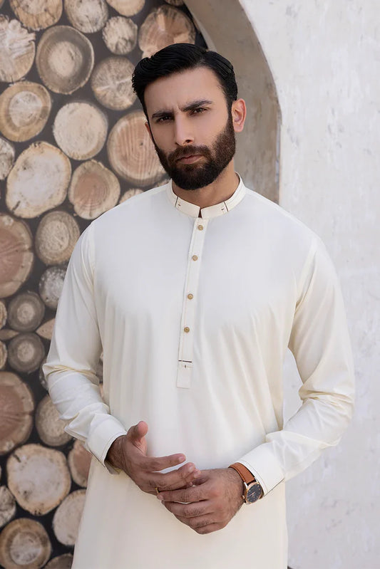 Black Pearl - Wash & Wear | Cream Ban Shalwar Kameez